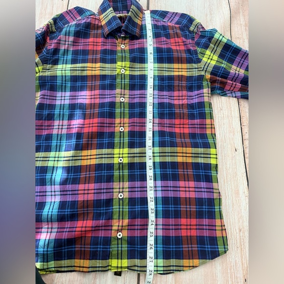 Men’s lipson sport Size medium plaid colorful button-down shirt Canada Canadian - Picture 2 of 9